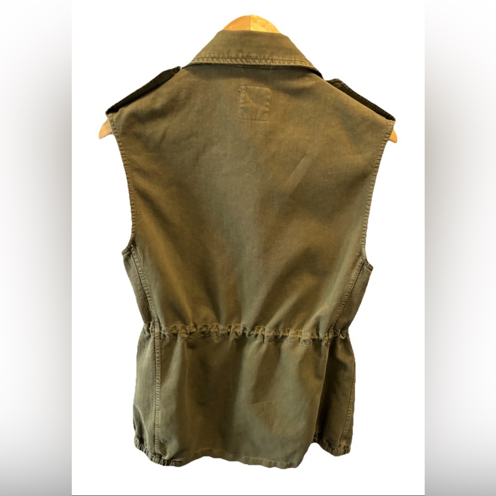 ZARA Trafaluc Olive Green Camo Utility Tunic Military-Style Vest S Drawstring - Picture 3 of 9